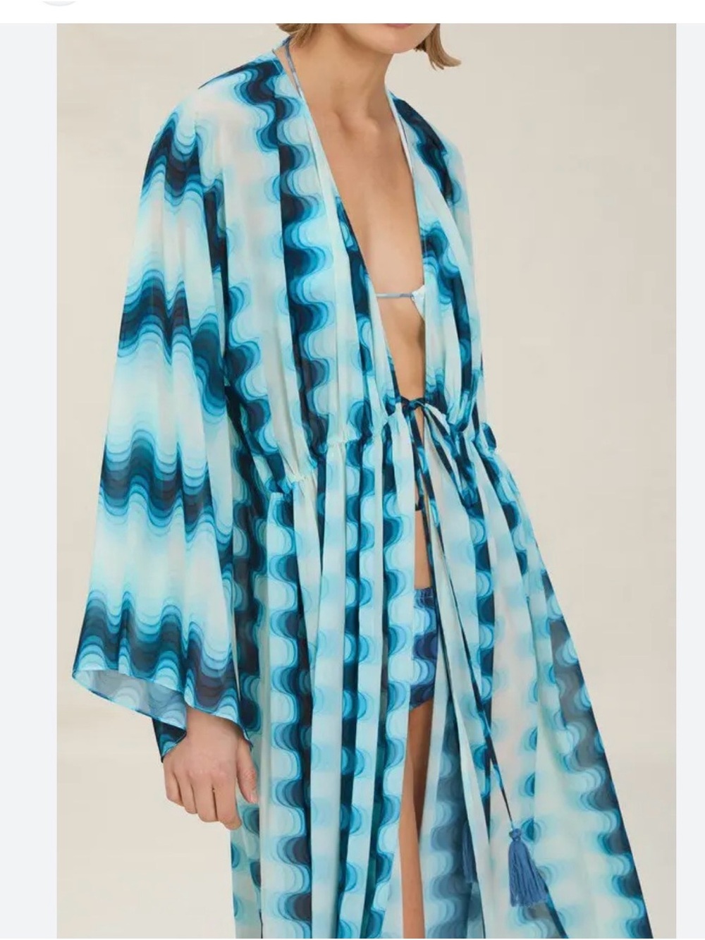 DEVON WINDSOR Rafa Robe aqua Tie-Front Coverup